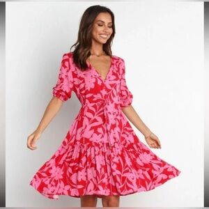 New Petal + Pup Despina Dress in Pink + Red size Large L